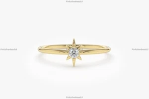 Stern und Mondband feiner Jahrestag Verlobung Diamantring 14k Gold Diamant - Bild 1 von 3