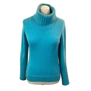 Griffen Womens Small Cashmere Turtleneck Sweater Turquoise - Bild 1 von 7