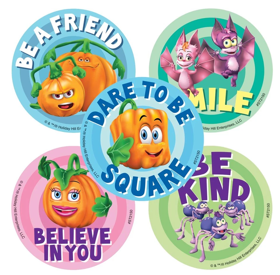 25 (Licensed) Spookley The Square Pumpkin Stickers, 2.5"x2.5" each - Image 1 of 1