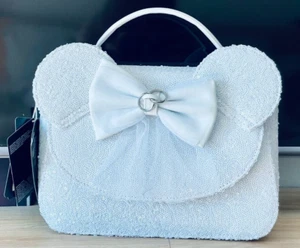 Neu mit Etikett Loungefly Minnie Mouse Umhängetasche Handtasche weiß Pailletten BRANDNEU - Bild 1 von 6