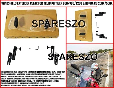 WINDSHIELD EXTENDER CLEAR FIT FOR TRIUMPH TIGER 850/900/1200/HONDA CB 200X/500X - Image 1 of 4