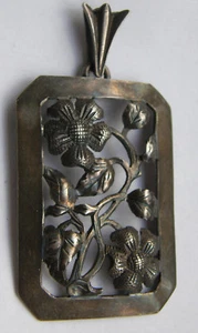 Großer alter Anhänger kunstvolle Handarbeit Silber 835 plastisch Blüten 4,3x3cm - Bild 1 von 3