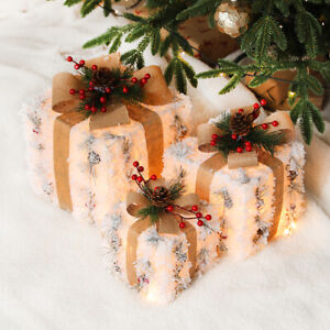 Christmas Warm Light Light Up Present Boxes Set of 3 for Home Holiday Party