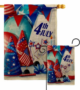 Celebrate 4th July Burlap Garden Flag Americana Fourth Decorative Yard Banner - Picture 1 of 19