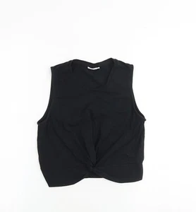 Noisy may Womens Black 100% Cotton Cropped Tank Size M Round Neck - Twist Detail - Picture 1 of 10