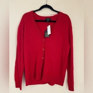 Charter Club Luxury Women's XL Cardigan Button Down Boyfriend Red V-Neck - Picture 1 of 4