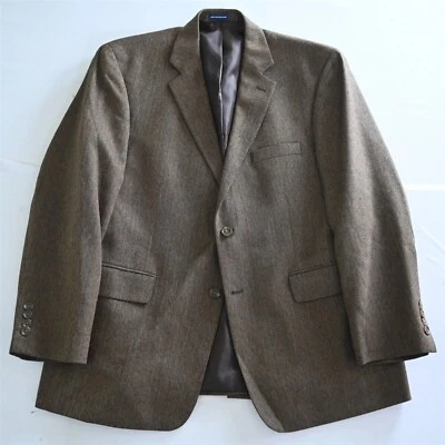 Stafford 44R Bown Herringbone Tweed 100% Wool Mens Suit Blazer Sport Jacket - Image 1 of 4