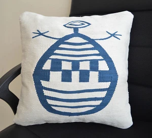 17x17" Silk Pillow Cover African illustration Style Cushion Kilim Rug Sham Throw - Picture 1 of 5