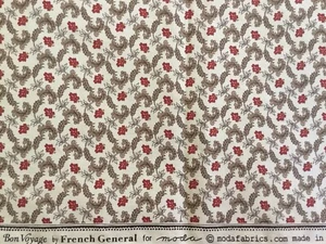 Moda BON VOYAGE 13911 16 Oyster Floral FRENCH GENERAL 15” x 44” - Picture 1 of 3