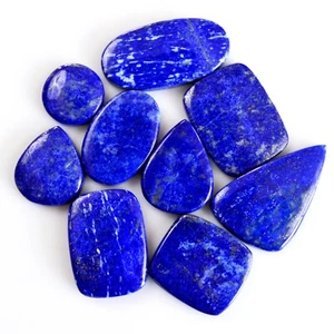 Lotto pietre preziose cabochon lapislazzuli blu naturale 9 pezzi 364 ct 18x18-38x25 mm #14100 - Foto 1 di 8