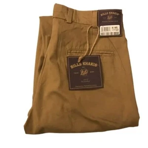 NWT Mens Size 26 Bills Khakis M2 Dark Khaki Plain Front Poplin Chino Pants - Picture 1 of 6
