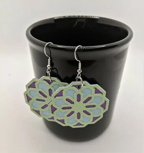 Pendientes Mandala Hechos a Mano | Divertidos y Únicos | Púrpura Azul y Verde - Imagen 1 de 3