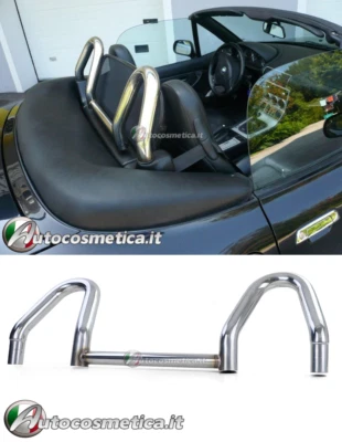 RollBar barra tubolare tubo acciaio inox cromo per BMW Z3 Cabrio Roadster - Immagine 1 di 4