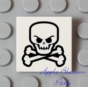 NEW Lego Pirate SKULL & CROSSBONES White Devil Halloween Skeleton Bone 2x2 TILE - Picture 1 of 3