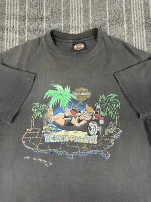 Camisa Harley Davidson Para Hombres XL Cerdos Negros 3D Emblema Patrulla de Playa De Colección Años 90 Grunge Foto 1 de 4