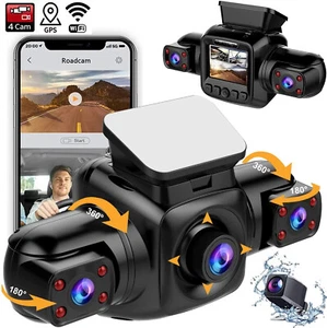 4 Cameras Car Dash Cam GPS WiFi WDR Infrared Night Vision driving Video Recorder - Bild 1 von 11