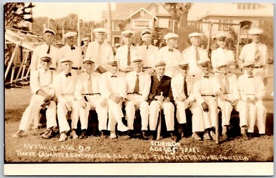 Foto postal del equipo de béisbol Three Quarter Century Club San Petersburgo RPPC Foto 1 de 2