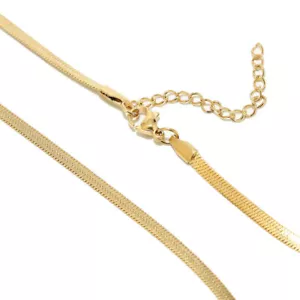 4pcs Stainless Steel 3mm Width Snake Chain Flat Herringbone Necklace 18 inch - Picture 1 of 10