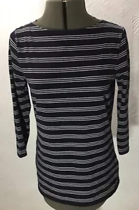 Jones New York Sport 3/4 Arm Navy Baumwolle Stretch Pullover Rundhals Oberteil M - Bild 1 von 8