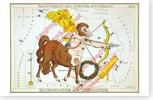 Poster antica astronomia al microscopio telescopio Sagittarius Corona Australis - Foto 1 di 1