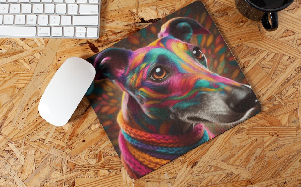 Multi Coloured Abstract Greyhound Non Slip Mouse Mat / Mouse Pad - Image 1 of 1