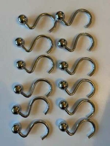 Chrome Bathroom Shower Curtain Hooks Silver Set of 12 - Picture 1 of 2