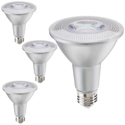 4Pack PAR30 LED Long Neck Flood Wet Light Bulb, 10W (75W), 3000K, E26 - Image 1 of 4