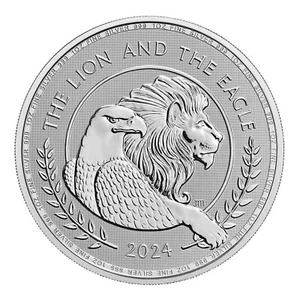2024 The Lion and The Eagle 1 oz .999 Silver Bu Coin In Capsule NO RESERVE - Picture 1 of 6