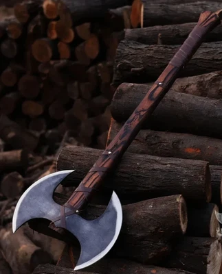 Hand Forged Double Headed Bearded Axe, Viking throwing axe, Gift for men - Image 1 of 4