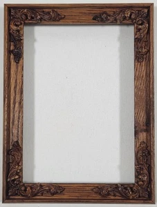 Vintage Oak Ornate Corners 5x7 Wood Frame Country Farmhouse Victorian Gallery - Picture 1 of 5