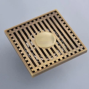 Antique Brass 4" Square Deodorizing Bathroom Washing Machine Floor Drain 8hr126 - Picture 1 of 7