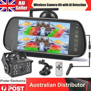 Wireless AHD 1080P Backup Camera + 7" Monitor DVR for RVs Trucks Vans Trailers - Picture 1 of 12