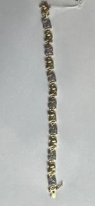 .925 Sterling Silver Gold Plated 8" Pave' Set Stones Elephant Link Bracelet - Picture 1 of 5