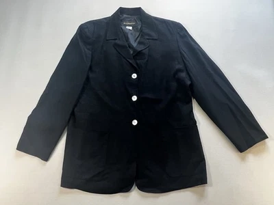 Blazer Mujer Mezcla Lino Talla 8 Negro De Colección Forrado Requisitos Foto 1 de 4