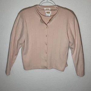 Talbots Vintage 100% Cotton Pointelle Dusty Pink Sweater Set Size Small Cardigan - Picture 1 of 11