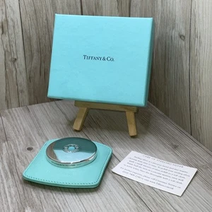 Tiffany & Co Silver & Enamel Compact Mirror 1837 Range, Leather Holder, Boxed. - Picture 1 of 24