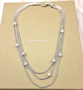 Judith Ripka Sterling Silver 925 w/Diamonique Nested Triple 18" Chain Necklace - Picture 1 of 22
