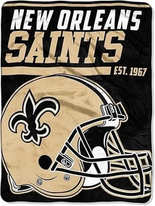 New Orleans Saints Blanket 46x60 Micro Raschel 40 Yard Dash Design Rolled - Picture 1 of 1