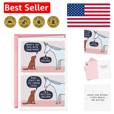 Tarjeta de cumpleaños Silly Unicorn con bolsillo de invitación - perfecta para todos Foto 1 de 4