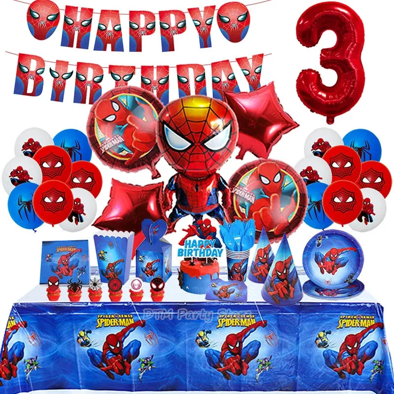 Decoraciones de fiesta de cumpleaños Spiderman para niños látex aluminio papel aluminio globos araña Foto 1 de 4