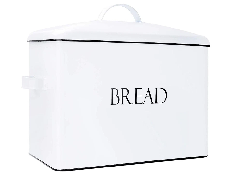 Vintage Bread Boxes Metal Bin - Countertop Space-saving Extra Large High for 3