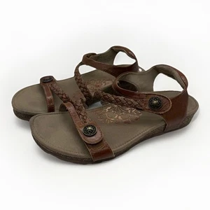 Aetrex Jillian Braided Sandals Women's Walnut Leather Size 10.5 SC452W - Picture 1 of 16