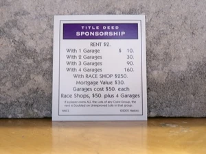 MONOPOLY NASCAR NEXTEL CUP SERIES TÍTULO DE ESCRITURA PÚRPURA PATROCINIO - Imagen 1 de 2