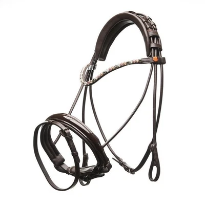 Horsecode Trense Vintage flower WB braund Lack Strass rundgenäht warmblut - Bild 1 von 4