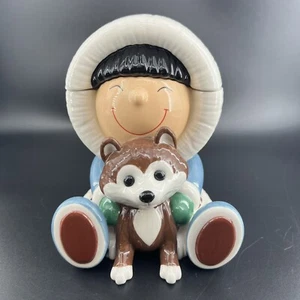 Hallmark Frosty Friends Jar Eskimo Husky Dog Christmas Retired Cookie Candy - Picture 1 of 24