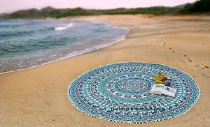 Indisches Mandala Rund Wandteppiche Wandbehang Überwurf Strand Yoga Matte Sonne - Bild 1 von 2