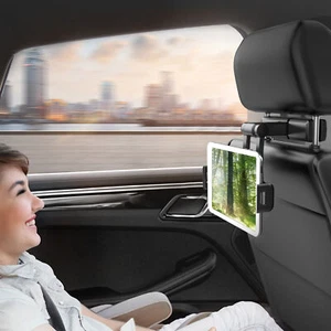 Adjustable Car Phone Mount Seat Headrest Backseat Tablet Holder - Photo 1 sur 10