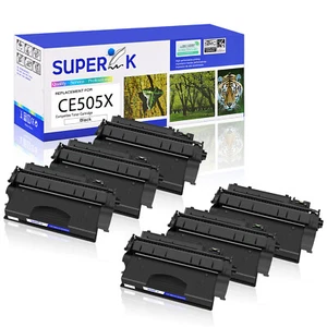 6PK Toner Cartridge Fit for HP 05X CE505X LaserJet P2055 P2055d P2055dn P2055x - Photo 1/24