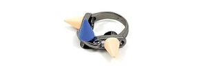 Joomi Lim hübscher Punk-Ring mit 3 Spikes Hämatit/blau/pfirsich neu ohne Etikett $ 140 5 IRR - Bild 1 von 8
