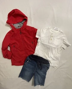 Lot of 3- GAP Boys 4T Full Zip Windbreaker Jacket Shorts White Shirt-NWT - Picture 1 of 16